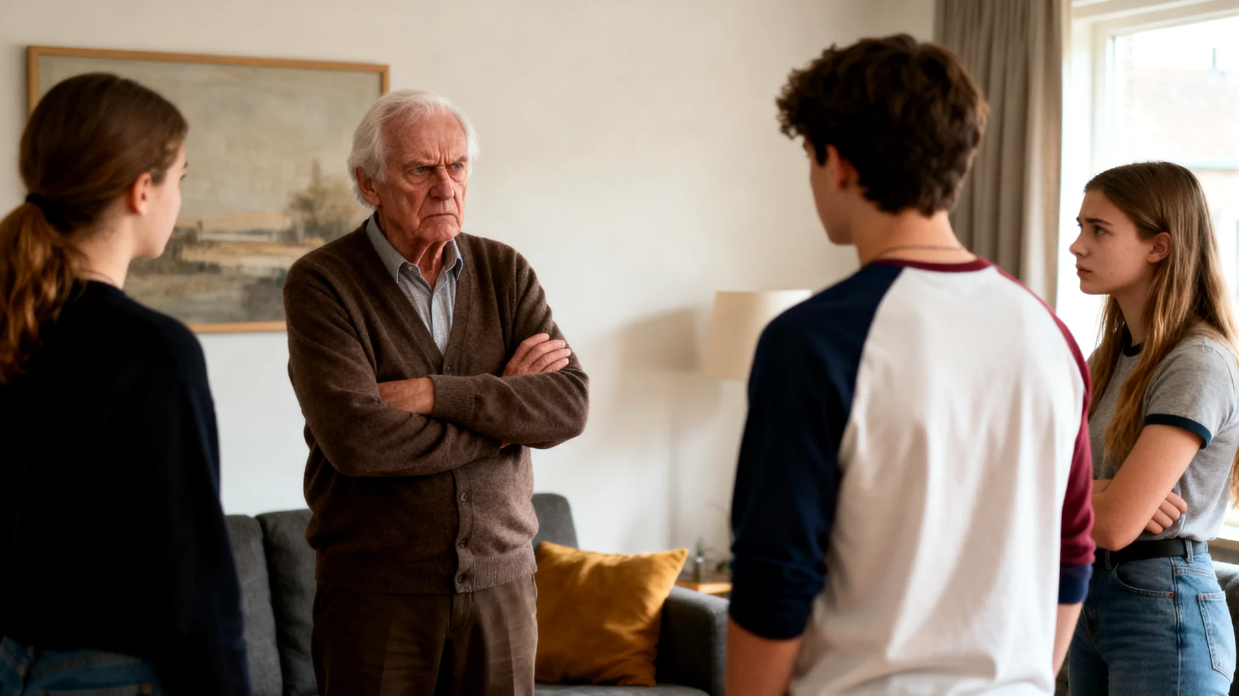 Conflicten tussen opa en jongvolwassen kleinkinderen over regels en grenzen"