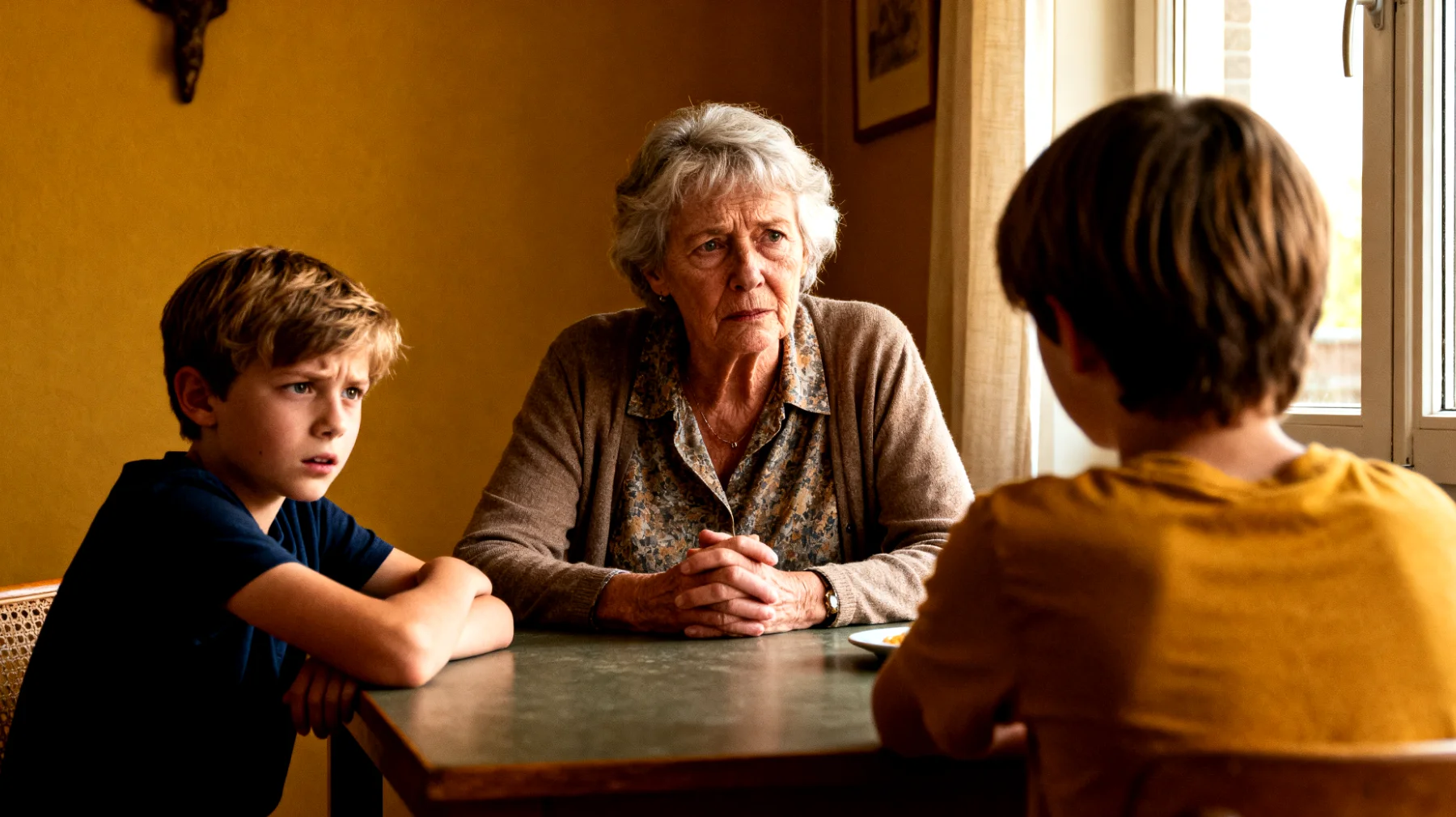 Moeizame communicatie tussen oma en haar kleinkinderen"