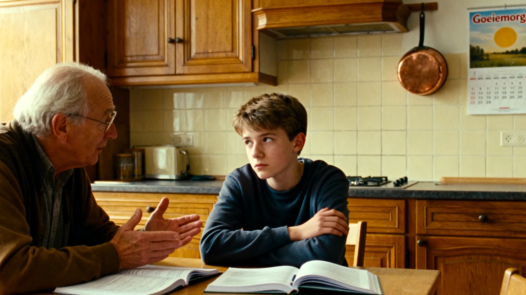 Opa heeft moeite om zijn adolescente kleinkind te motiveren voor school en studie, en worstelt met het gebrek aan inzet en interesse die het kleinkind toont voor schoolwerk en toekomstige ambities"